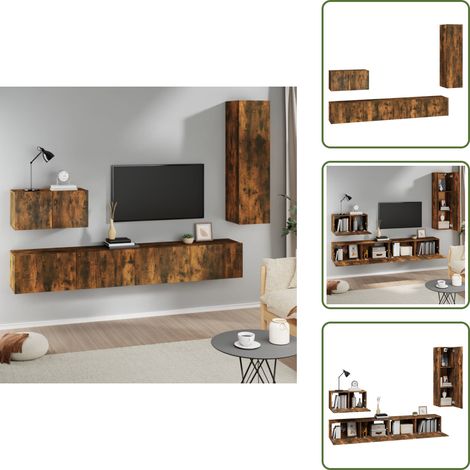 The Living Store 4-tlg. TV-Schrank-Set Räuchereiche Holzwerkstoff - TV-Schrank - Fernsehtisch - Holzwerkstoff Möbel - Wohnzimmer Dekoration - Regal (1/5)