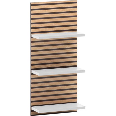 Étagère, Blanc Mat/Aspect Panneau Acoustique, 30,3 x 17,5 x 70,2 cm (1/3)