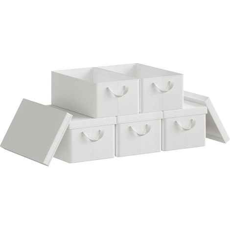 WOLTU 5x 20L Storage Boxes, Stackable Design Storage Chests White