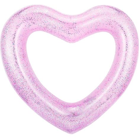 Bouée de Natation pour Adultes, Grand Flotteur Radeau, Anneau de Piscine Gonflable Lounge Bouée Piscine Plage M-Paillette Rose (1/4)