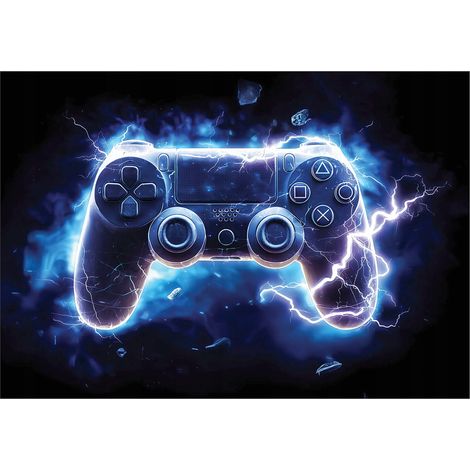 Papier peint mural manette gaming garçon intissé grand format design intérieur chambre ado pas cher 400x280 cm (1/5)
