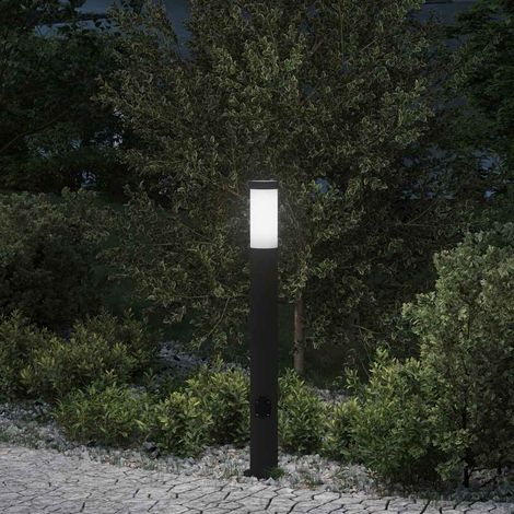 Baliza de luz con toma de corriente de 80 cm, acero inoxidable, IP44