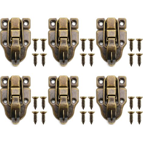 Fermoirs Boite Bois,6 PCS Fermeture Bronze Rétro Loquet de Fermeture Loquet à Bascule avec Vis Fermoir Boîte De Loquet Rétro Verrous pour Coffres et Boîtes avec vis (1/5)