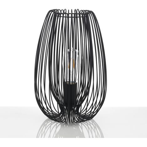 Lampada da tavolo in filo di metallo nero opaco cm Ø.23 x H.34