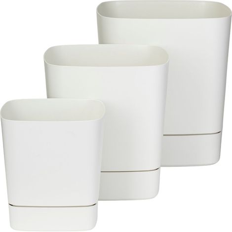 Set von CUBI Blumentöpfen mit Untersetzern, Recycling, Creme, 3 Stück.