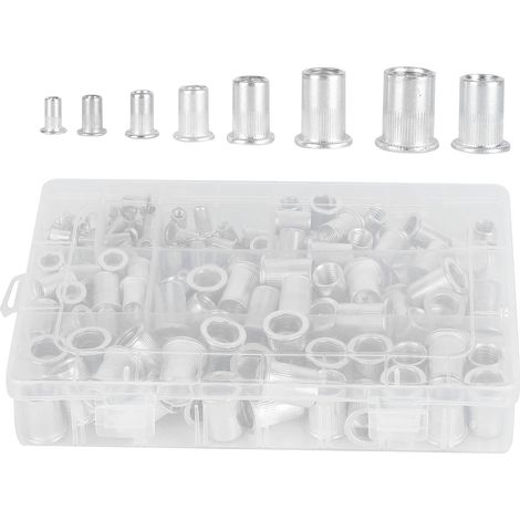 175 Flachkopf-Gewindeeinsätze aus verzinktem Aluminium, Packung mit 175 Stück zur Befestigung (1/5)