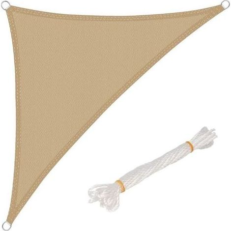 Voile d'ombrage triangulaire, 6x6x6 mètres, tissu d'ombrage, protection UV, coupe-vent, convient aux jardins, terrasses, campings, plages et autres lieux. (1/5)