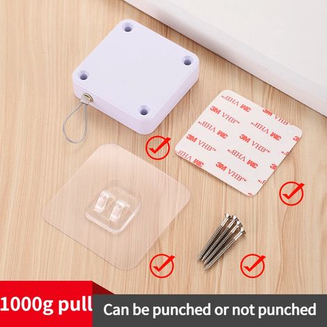 (Fermoir blanc 1000 g) Verrou et ferme-porte automatique sans perçage pour portes coulissantes  Fixation adhésive sans perçage pour portes vitrées/patio  Sécurité enfants et animaux (1/5)