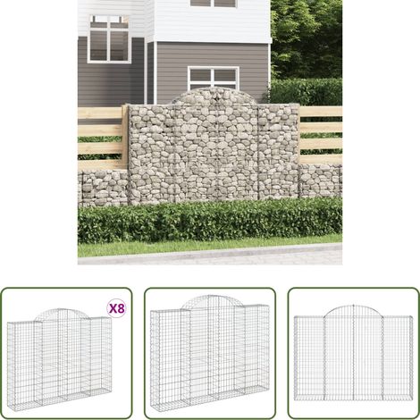 Schalldämmung - Gabionen mit Hochbogen 8 Stk. 200x30x140/160cm Verzinktes Eisen (1/5)