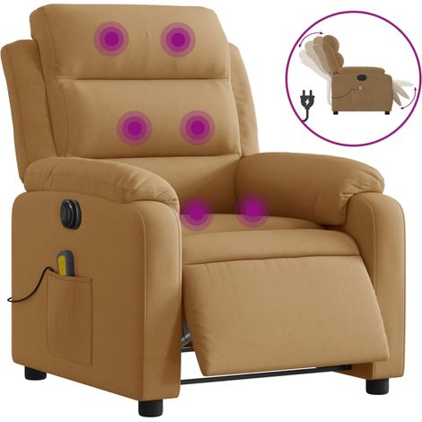 Fauteuil inclinable de massage électrique marron velours vidaXL