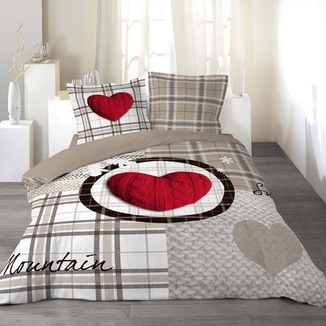 Housse de couette 240x220 Love Mountain + 2 taies coton 42 fils (1/4)