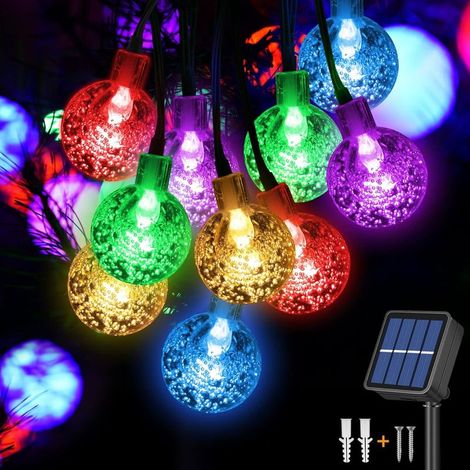 Guirlande lumineuse solaire à 50 LED étanche, 8 modes d’éclairage pour intérieur extérieur,7m pour jardin, Terrasse (Multicolore) (1/5)