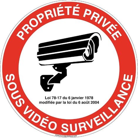Panneau De Signalisation Circulaire en PVC 1.5 mm (Ø 170 mm, Propriété Privée Sous Vidèo) (1/4)
