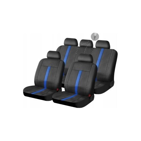 Coprisedili per SUV con imbottitura in schiuma PVC da 3,5 mm, set da 9 pezzi, nero e blu (1/2)