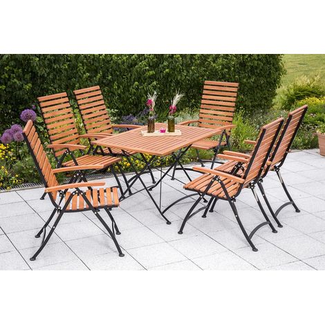 Schlossgarten Set 7tlg 6 Sessel Tisch 120 x 80 cm