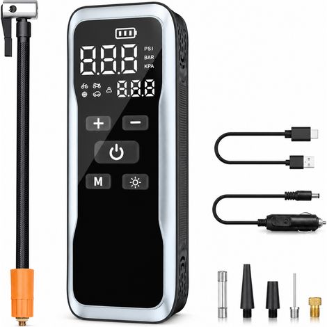 Gonfleur de Pneus Portatif Sans Fil 12V Écran Numérique avec Préréglage Mini Compresseur Voiture (1/5)