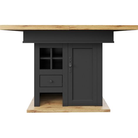 Tavolo da pranzo allungabile 110-140 x 80 cm in MDF e metallo, nero, per 4-6 persone (1/5)