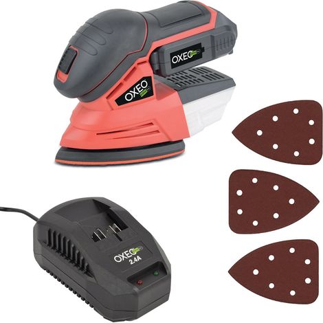 Ponceuse triangulaire sans fil 18V Easy Full - avec batterie et chargeur - Bac collecteur de poussières - 3 feuilles abrasives