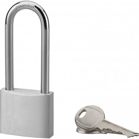 Cadenas à clé, extérieur, alu, 40mm, anse 1/2 haute acier nickelé, 2 clés - SP