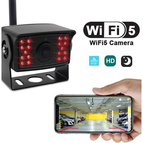 Drahtlose WIFI-Fahrzeugkamera, hochauflösende Weitwinkel-Nachtsicht, 1280720P, DC12-24V, geeignet für den Einsatz in großen Fahrzeugen (CAM316W-J). (1/5)
