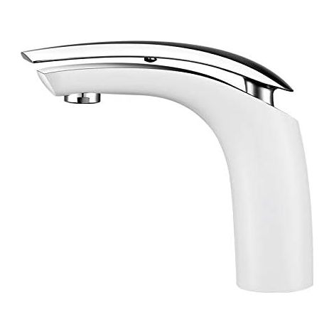 Robinet de salle de bain élégant en métal blanc (1/5)
