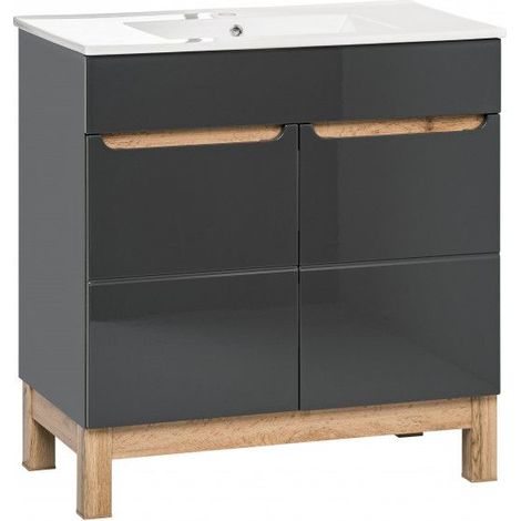 Ensemble sous-vasque + vasque - Gris - 80 cm - Cintra Graphit - Livraison gratuite (1/5)
