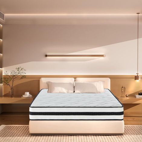Matelas 140x190 à mémoire de forme YIDATONG- Ressorts ensachés - 7 zones différenciées - 25cm de hauteur (1/5)