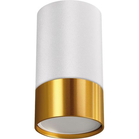 Deckenstrahler Aluminium D: 5,5 cm Aufputz in Weiß Gold GU10 rund Spot Lampe Decke