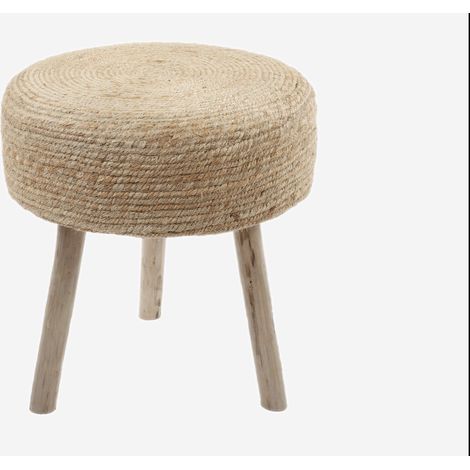 BANQUETA DE YUTE Y MADERA 3 PATAS Ø45X45CM (1/3)