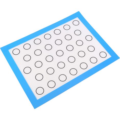 Tapete de silicona antiadherente XL para hornear, 40 x 30 cm, azul, 1 unidad, tapete reutilizable para galletas, macarons y pizzas. (1/2)