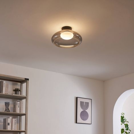 Éclairage LED rond ultra tendance avec abat-jour en verre fumé - Théoria (1/5)