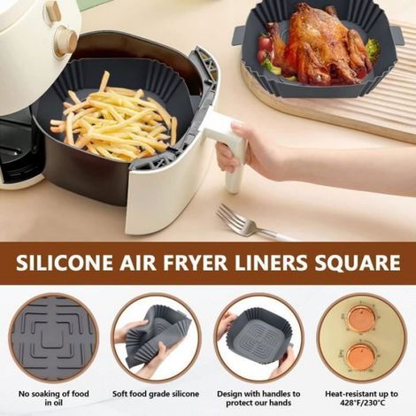 Accessoire Air Fryer 19.5cm 2 Pices Pot en Silicone pour Friteuse Air Air Fryer Silicone Pot Panier Rutili PIECES DETACHEES CUISSON (1/4)