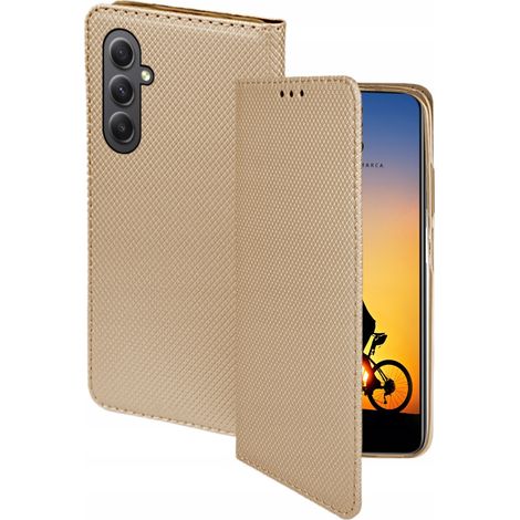 Custodia per Samsung Galaxy M15 5G SMART MAGNET BOOK CASE ORO + VETRO (1/5)