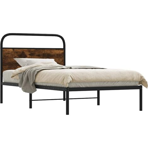 Bettgestell ohne Matratze 100x190 cm Räuchereiche Holzwerkstoff vidaXL (1/5)