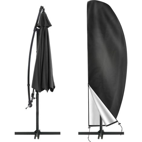 Cantilever Parasol Cover for Parasol Ø 2-4m, 210D Oxford Protective Cover for Parasol with Storage Bag, Waterproof Anti-UV Covers for Garden Beach Balcony Parasols, 26540/70/50CM - Black