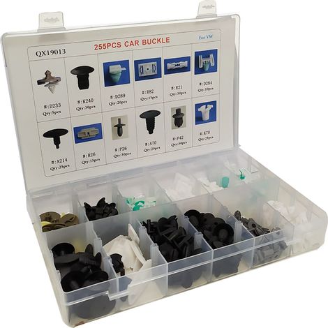 Set 225pz Clip Fissaggio Auto Rivetti a Pressione in Plastica Riparazioni Auto