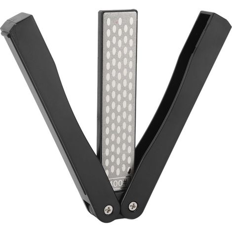 Jeffergarden Taille-crayon Double face Portable en émeri, taille-crayon de poche plié en forme d'éventail pour jardin extérieur noir (1/5)