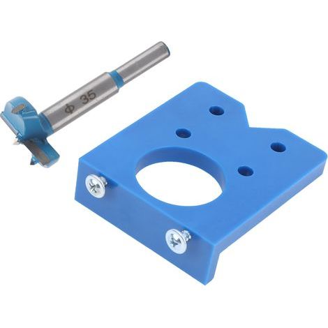 Guide de Forage de Menuiserie avec un Démarreur de Trou de Charnière Bleu de 35 Mm, Installation de L'armoire de Porte de Meubles (1/5)
