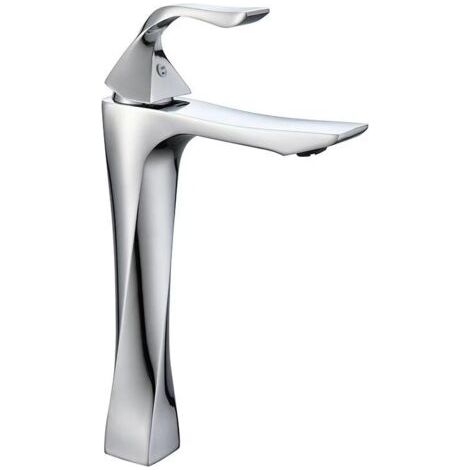 Robinet de lavabo de salle de bain couleur laiton chromé, mitigeur haut/court pour eau chaude et froide, levier unique/chromé haut (1/3)