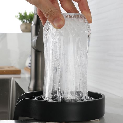 Hochdruck-Edelstahl-Spülbecken-Gläserspüler, automatischer Druckhahn für Café, Bar, Zuhause, mit 60 cm Schlauch und 1/2 T-Stück. (1/4)