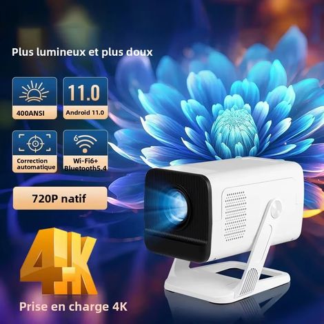 Mini projecteur compatible 1080p/4K, Wi-Fi 6 et Bluetooth 5.4, projecteur portable à courte focale Android TV pour home cinéma et films en extérieur (1/5)