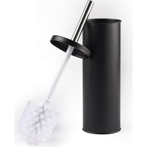 WC-Bürsten-Set mit Halterung – WC-Reinigungsbürste, feste Borsten, hygienische Halterung mit Deckel, schlank für einfache Aufbewahrung, Schwarz