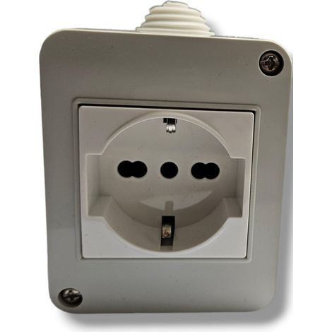 Boîte électrique point d'alimentation IP40 pour intérieur – 1 prise Schuko 220-240 V, couleur blanche, idéale pour maisons, magasins et usines (1/5)