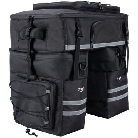 48L Sacoche Vélo Porte-Bagage Arrière l Sacoche Vélo 3 en 1 Double Sacoches Velo,Sacoche de Siège Arrière de vélo avec Couverture Imperméable,étanche Cycle Pannier Sacoches Velo pour VTT (1/4)