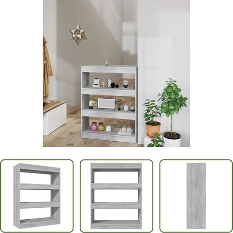 Étagère décorative - Bibliothèque/Séparateur de pièce sonoma gris bois d'ingénierie (1/5)