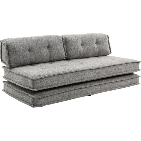 Canapé style futon 2 étages 3pl convertible tissu doux gris – ANNIE (1/5)