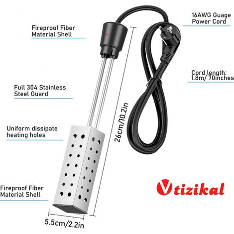 Scaldabagno elettrico portatile a immersione da 3000 W, in acciaio inox 304 - ALTRO (1/3)