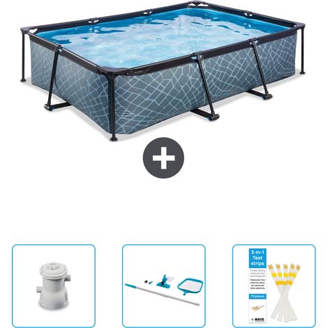Exit Pool Rechteckig - Steinoptik - 300x200x65 cm - 4-teilig SCB82 (1/4)