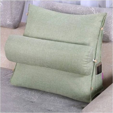 Coussin de lecture et de télévision, coussin de dossier réglable en hauteur avec poches, coussin de dossier triangulaire (1/4)