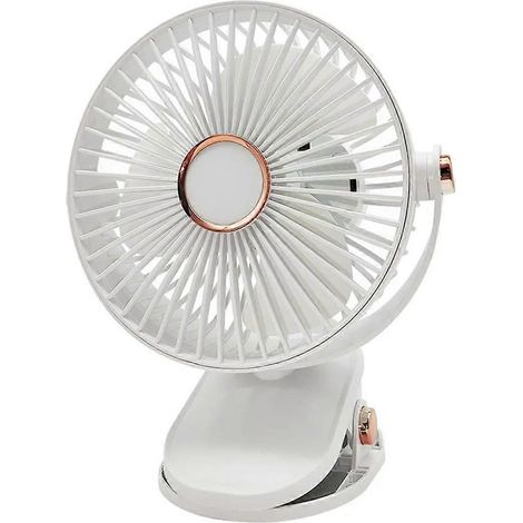 Ventilateur de camping portable à LED avec veilleuse, rechargeable par USB, silencieux et réglable pour la chambre, le bureau et l'extérieur, blanc - FFY (1/4)